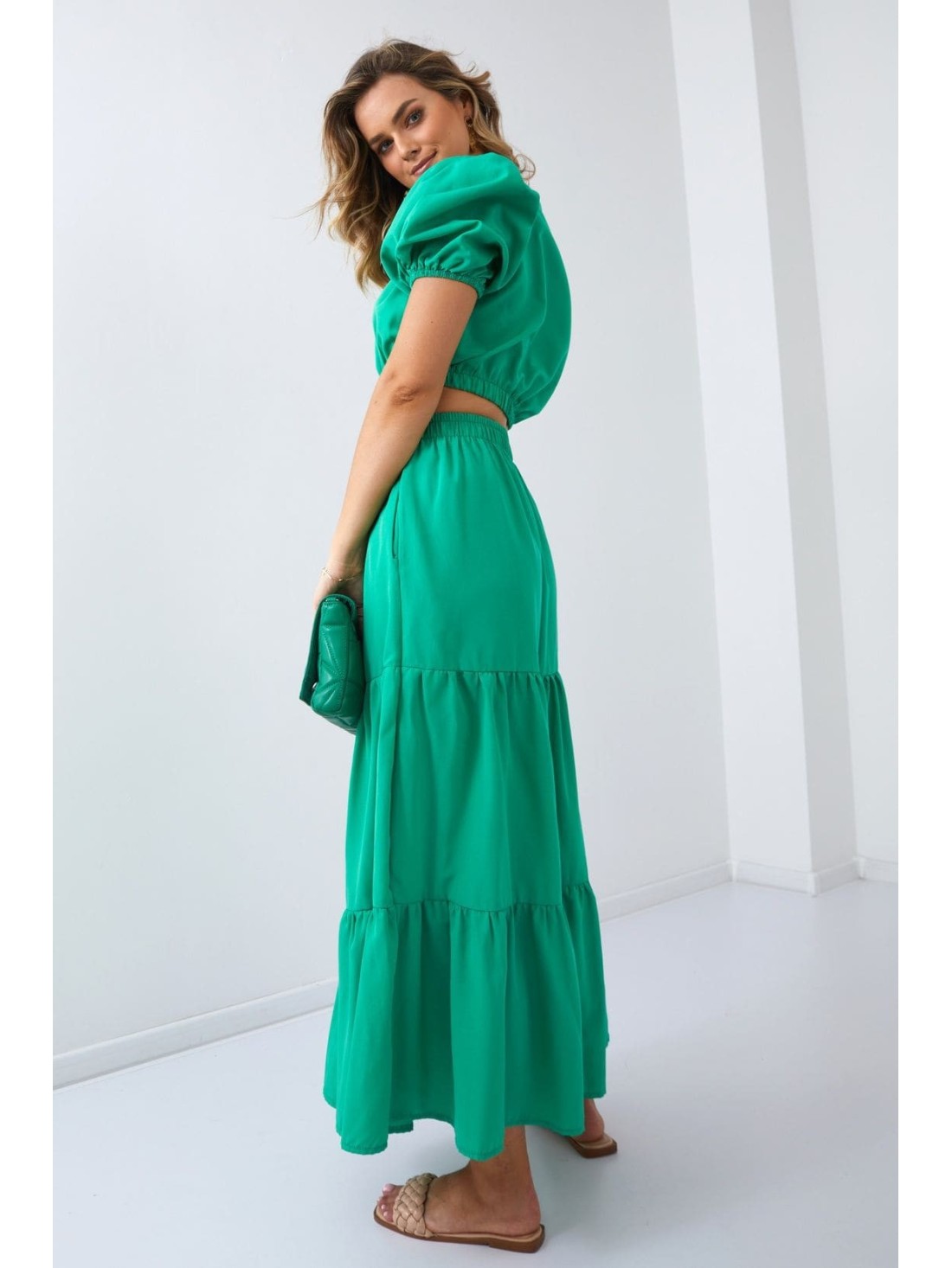 Women\'s summer set, green blouse and skirt FG647 - Online store - Boutique